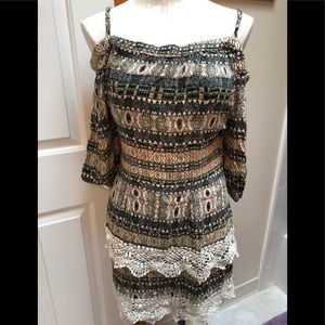 Anthropologie brand Gypsy crocheted tribal print